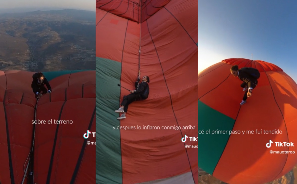 Influencer se lanza desde un globo aerostático