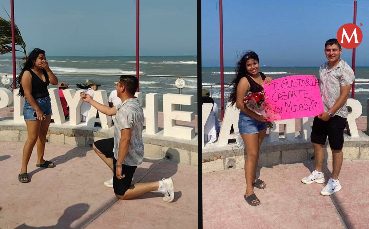 Joven pide matrimonio a su novia frente a la playa, ella le da el sí