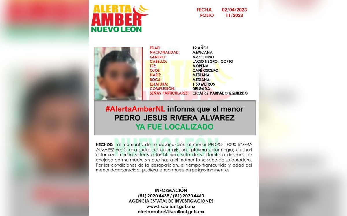 Localizan a menor de edad desaparecido en Ciénega de Flores. Especial