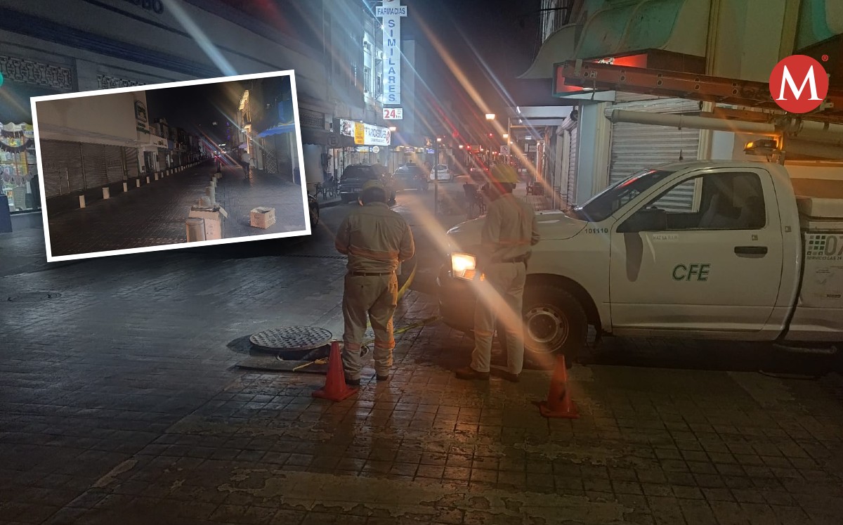 Centro de Tampico sin luz tras explosión en alcantarilla de CFE