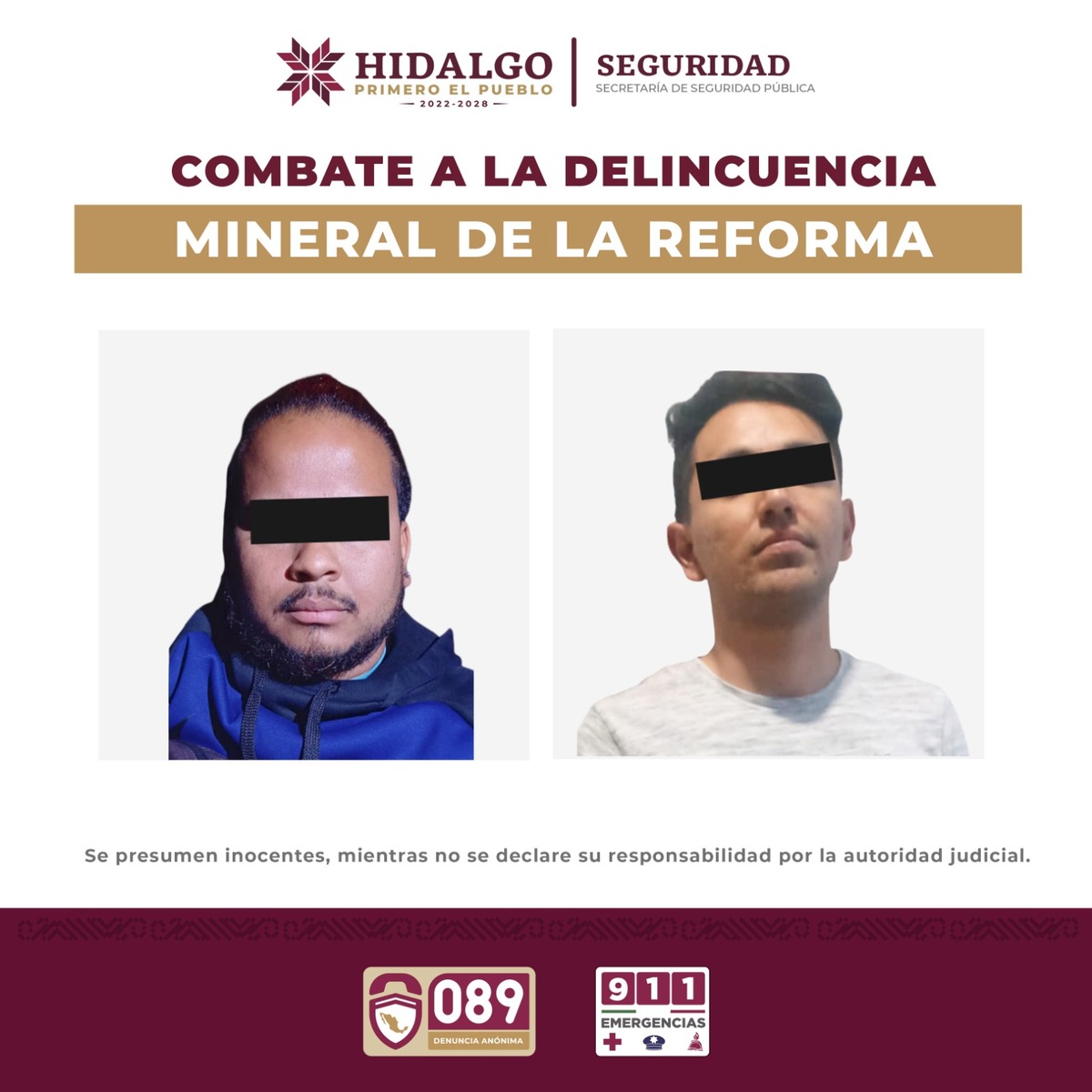 Elementos de la Agencia de Seguridad del Estado de Hidalgo detuvieron a dos personas por su presunta relación con el delito de trata de personas