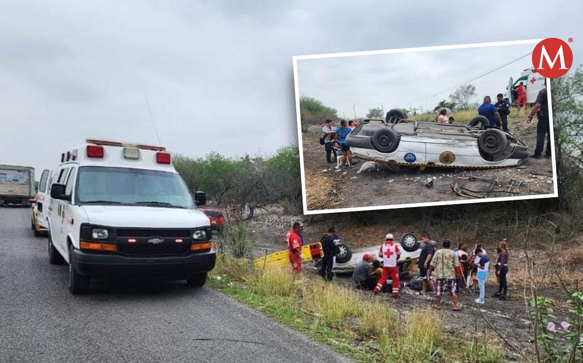 Familia de Nuevo León se accidenta en San Luis Potosí tras volcadura