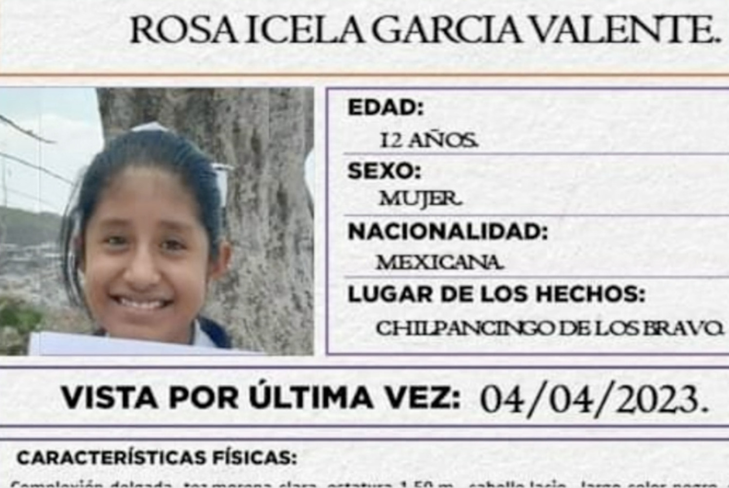 Reportan a menor de 12 años como desaparecida en Chilpancingo, Guerrero