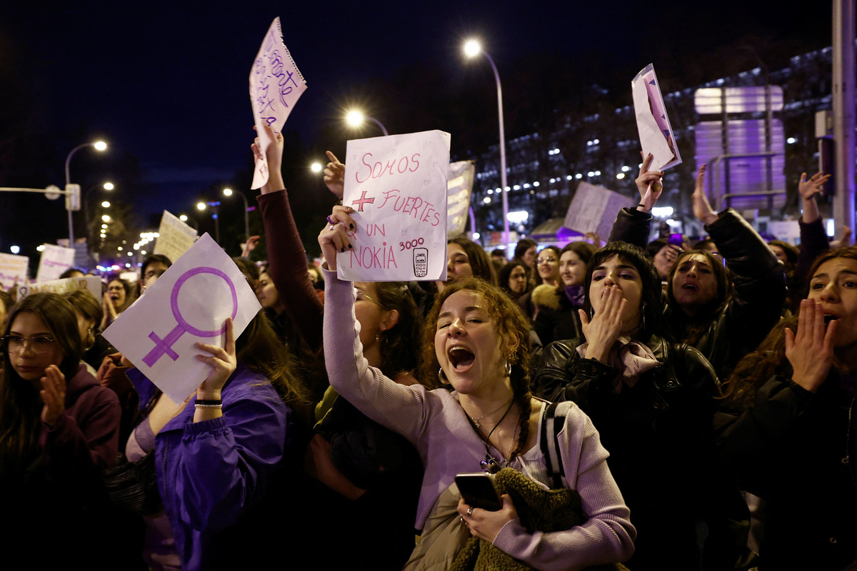 Manifestación con motivo del Día Internacional de la Mujer en Madrid, España. (Reuters)