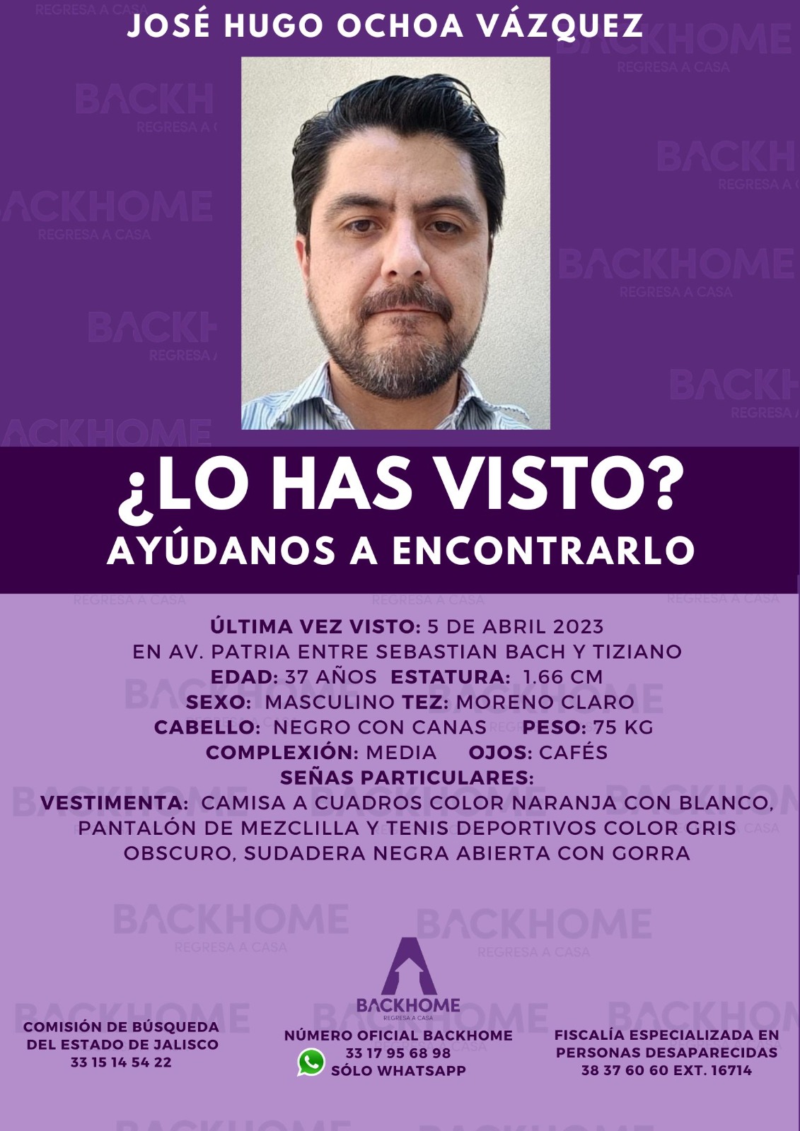 Buscan a José Hugo Ochoa, académico del TEC de Monterrey, desaparecido el pasado 5 de abril (Especial)