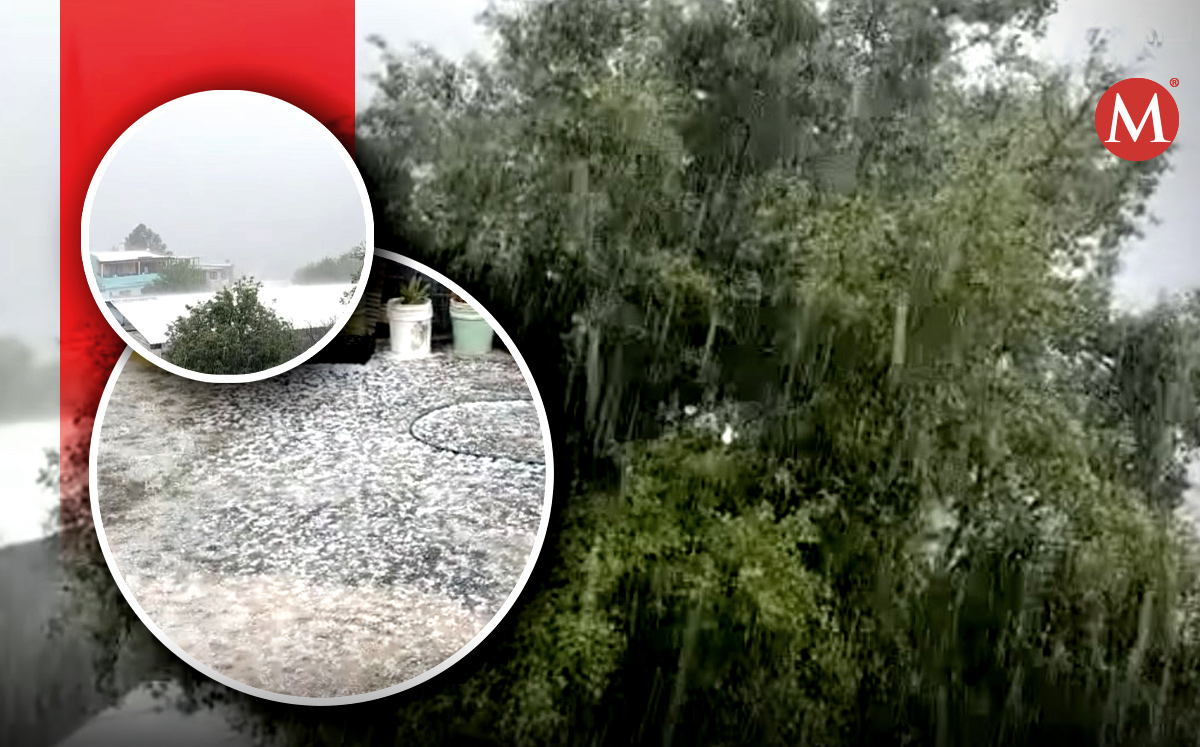 Fuerte lluvia y granizo se registra en Santiago, Nuevo León. Foto: Especial