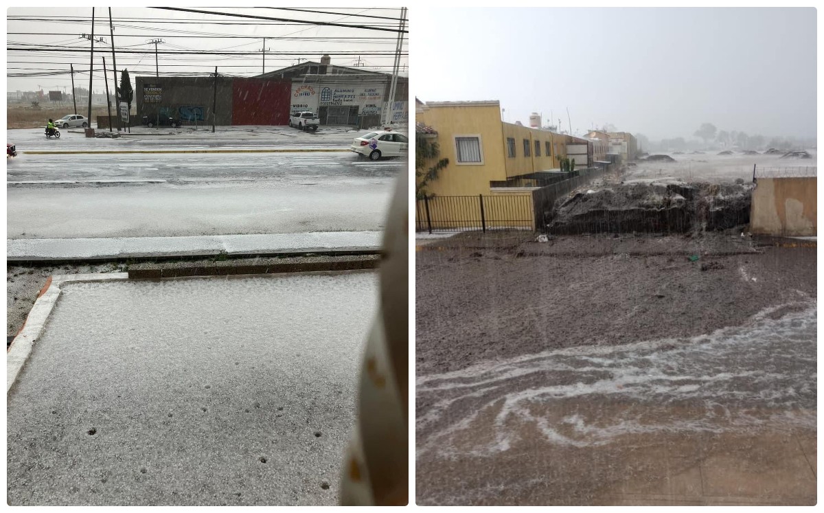 Granizo en la zona del AIFA en Edomex. (Especial)