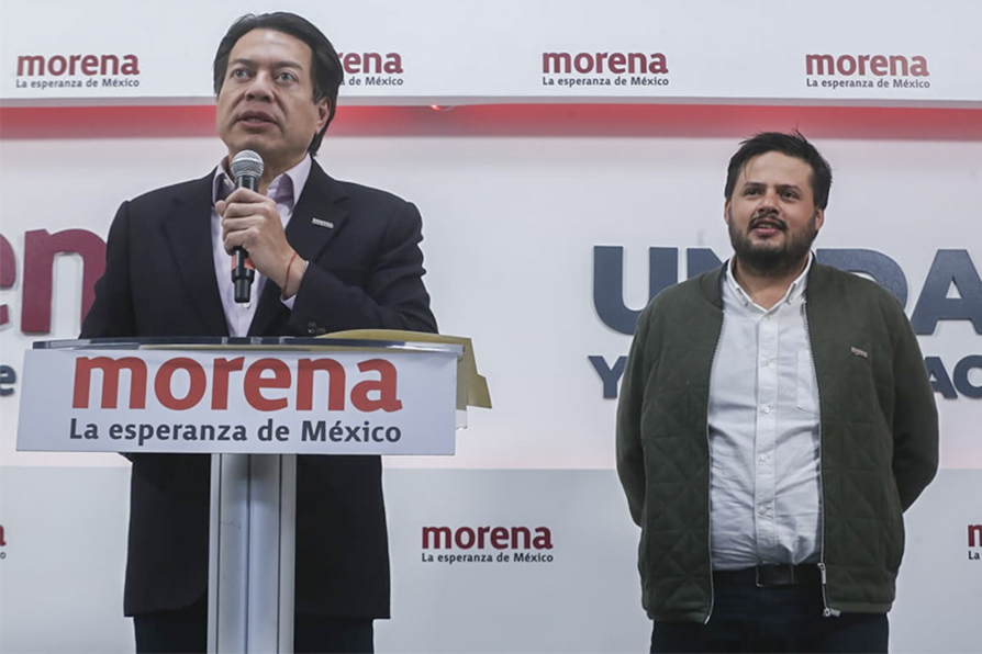 Mario Delgado , presidente nacional de MORENA y Sebastián Ramírez, dirigente MORENA en CDMX.│Araceli López