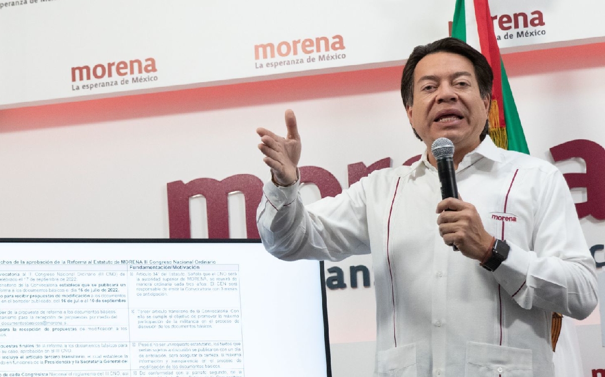 El dirigente nacional de Morena, Mario Delgado, en una conferencia de prensa. | Cuartoscuro