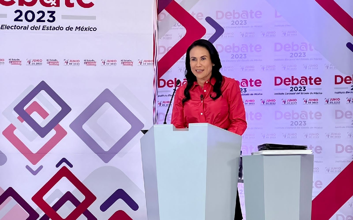 La candidata del PRI, Alejandra del Moral, en el debate por la gubernatura del Estado de México. | Especial