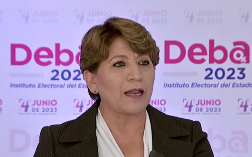 Delfina Gómez en el primer debate por la gubernatura del Edomex (Especial)