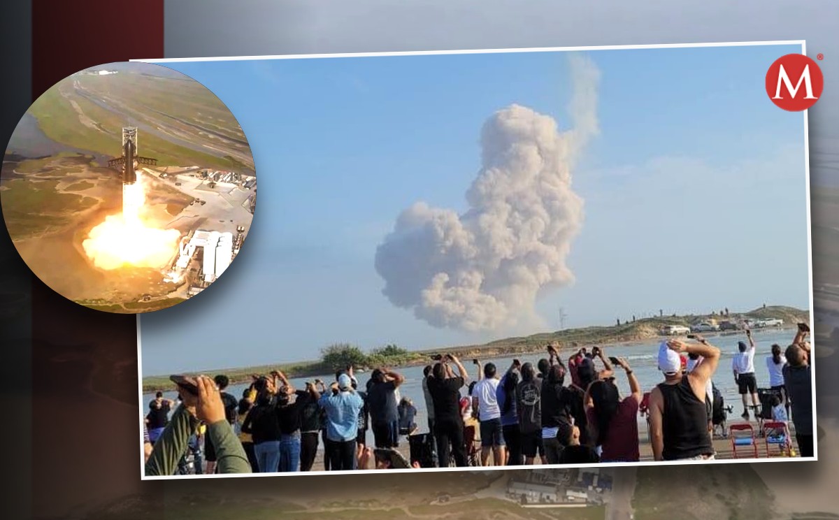 Lanzamiento de cohete Starship-SpaceX visto desde playa en Matamoros