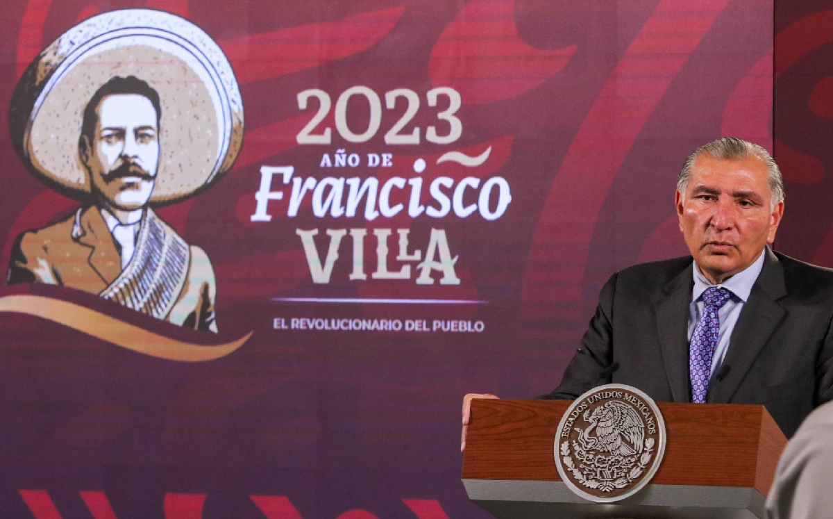 El secretario de Gobernación duarnte la conferencia mañanera de hoy. | Cuartoscuro