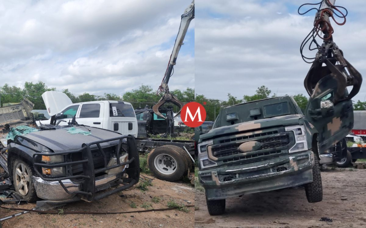 Destruyen camiones monstruos en Tamaulipas
