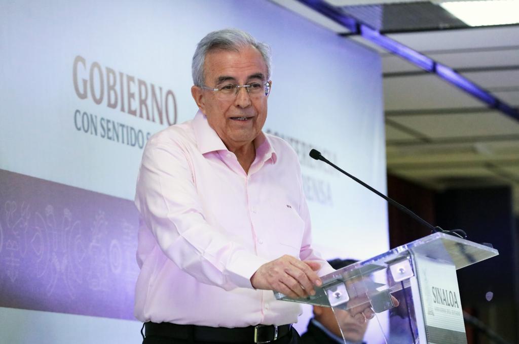 El gobernador de Sinaloa, Rubén Rocha Moya, en conferencia de prensa. | Especial