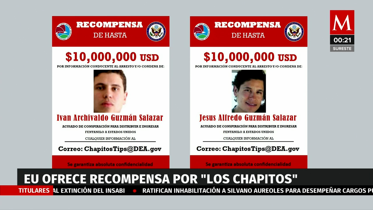 Embajada de EU en México postea recompensa por 'Los Chapitos' y sus secuaces, 'Los Ninis'