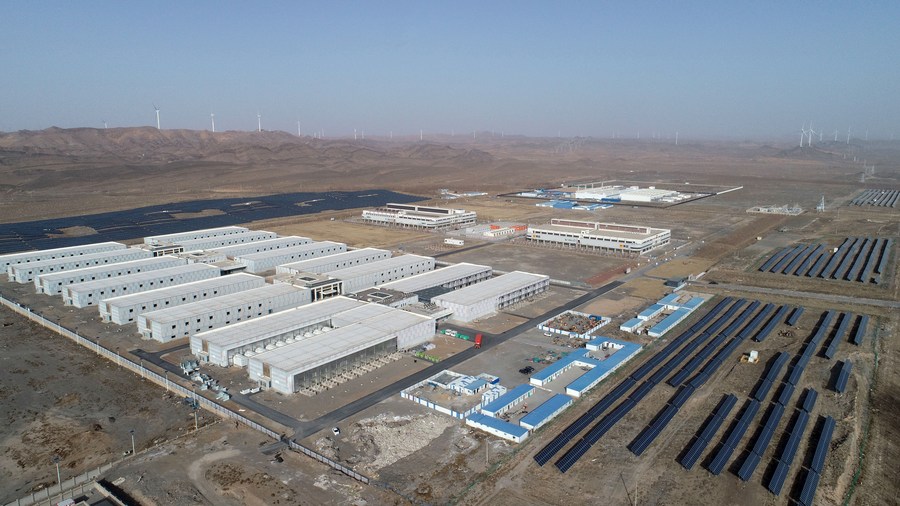 Una base de computación en la nube en la ciudad de Zhongwei, región autónoma de Hui de Ningxia, noroeste de China. (Xinhua/Wang Peng)