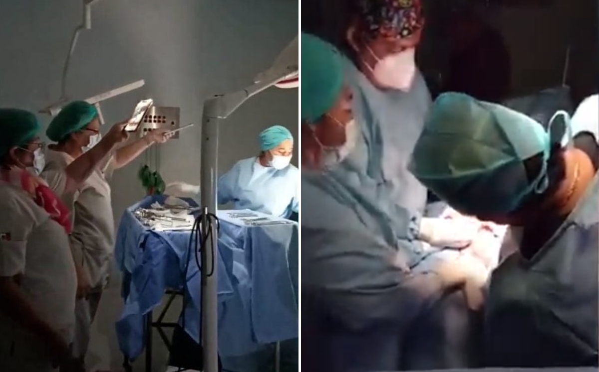 Trabajadores del hospital utilizaron celulares y lámparas de emergencia durante la operación en Acapulco. | Twitter