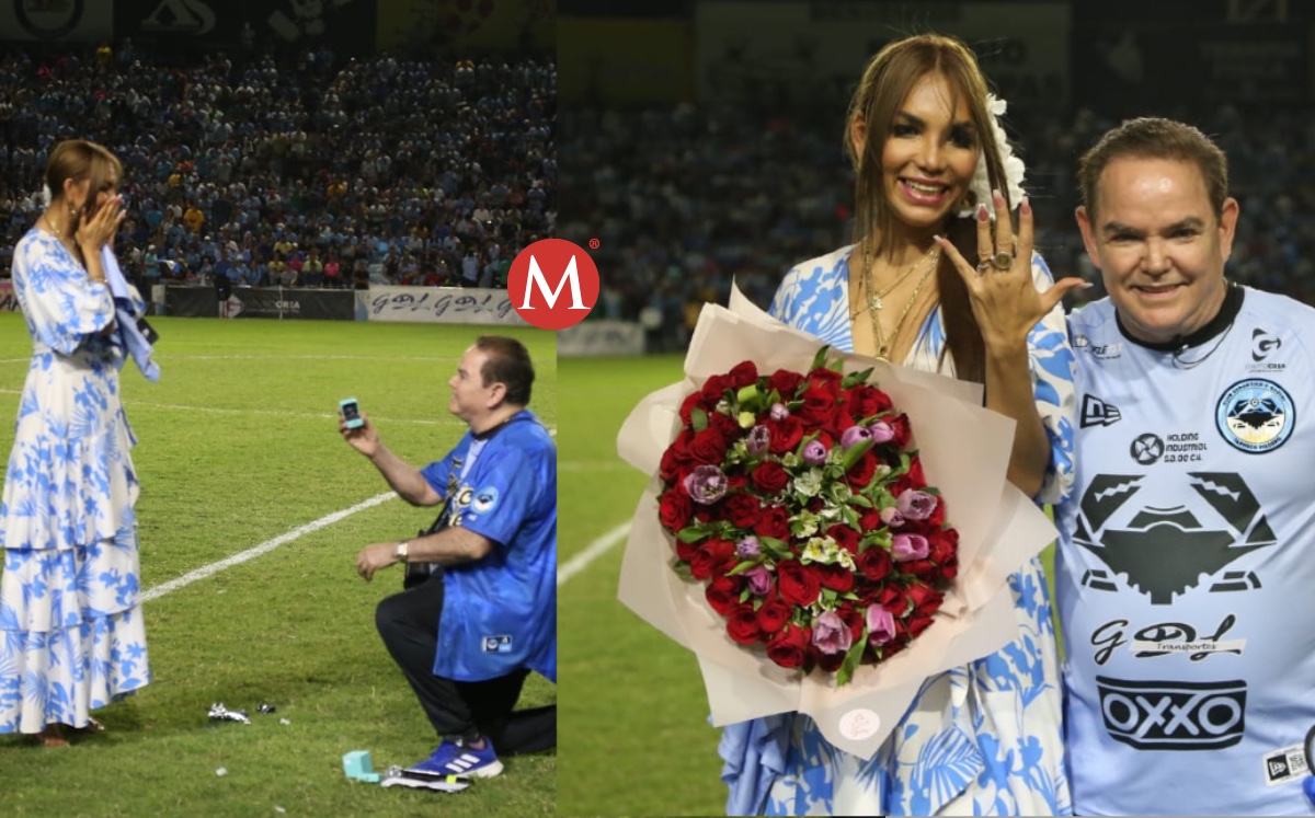 Pareja se compromete en final Jaiba Brava vs Inter Playa del Carmen. (Yazmín Sánchez)
