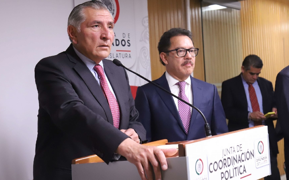 El secretario de Gobernación, Adán Augusto López, en una conferencia en San Lázaro. | Cuartoscuro