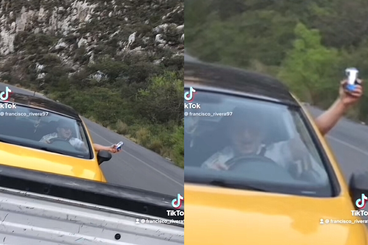 Como todo un Spider-Man: Hombre atrapa una cerveza en el aire mientras conducía su auto | VIDEO