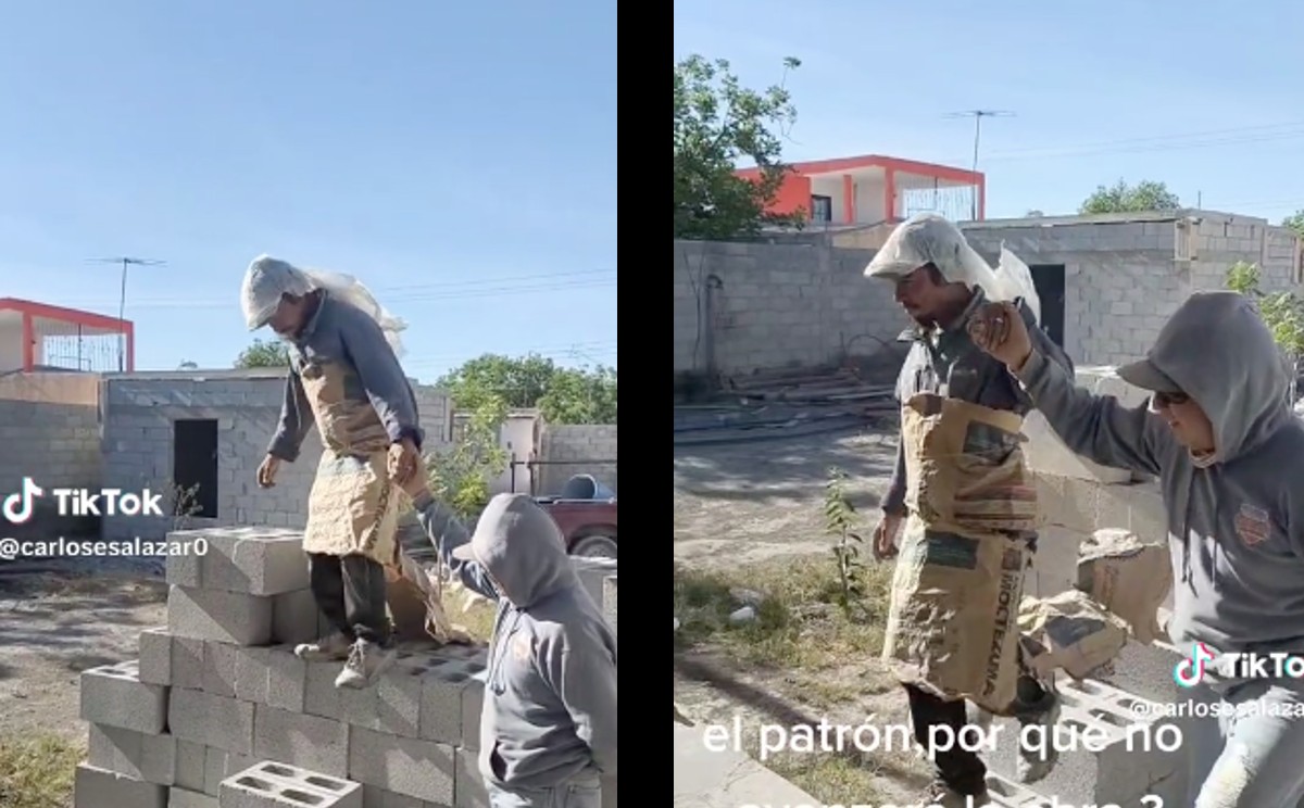 Albañiles juegan a fiesta de XV años. | ESPECIAL