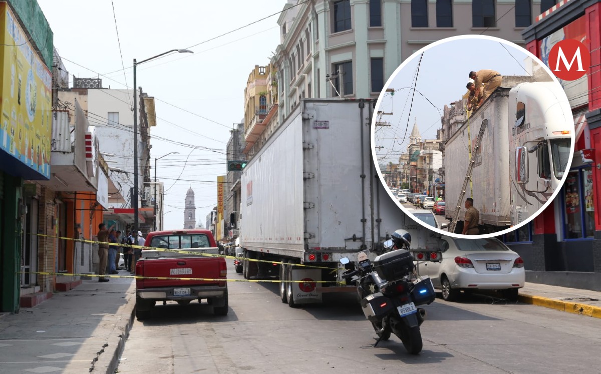 Tráiler tira cables de luz en zona centro de Tampico