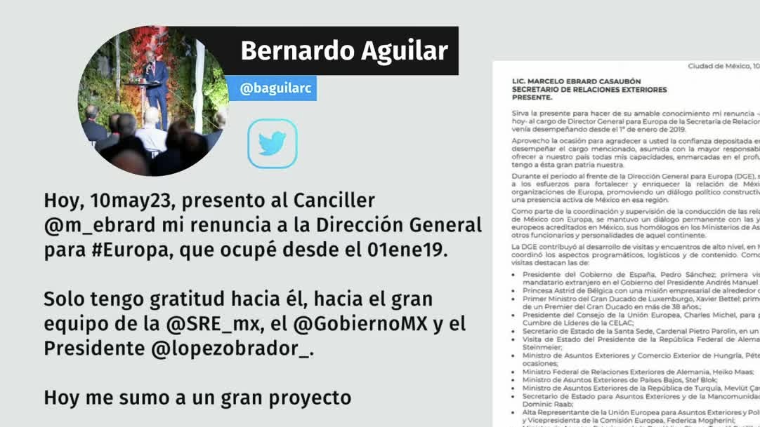 Bernardo Aguilar renuncia a su cargo como director general para Europa de la SRE