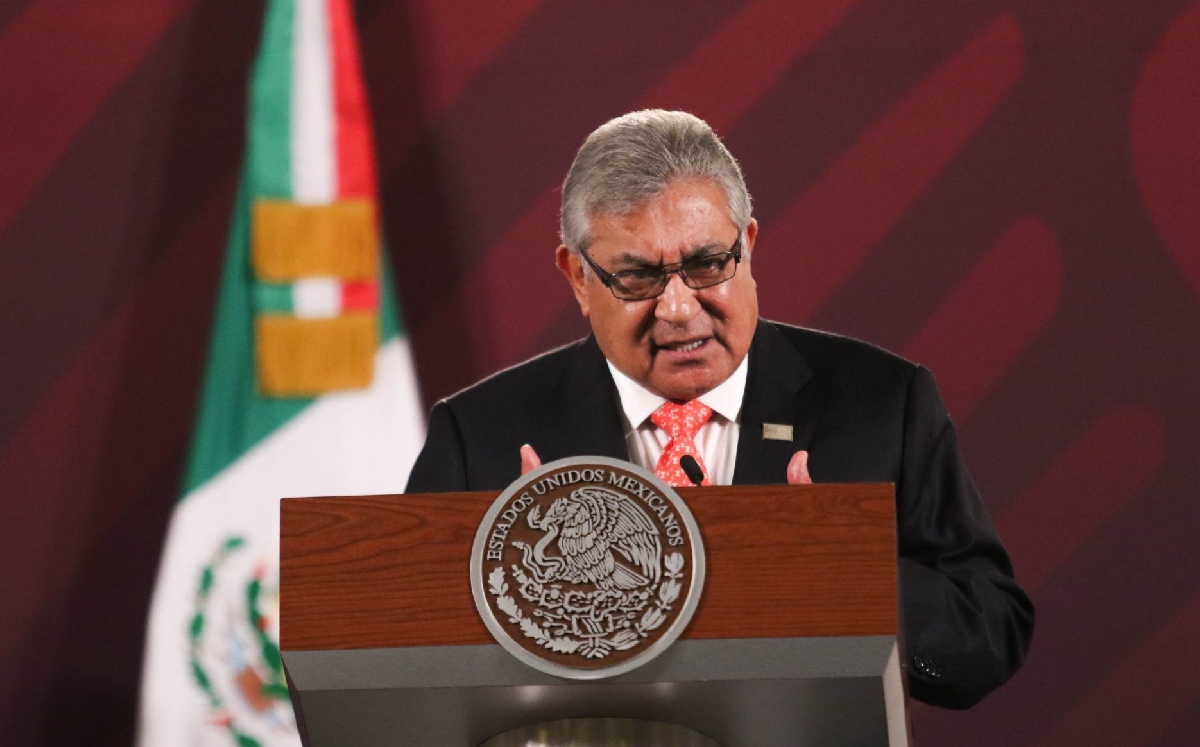 Alfonso Cepeda Salas, secretario general del SNTE, en la conferencia mañanera. | Cuartoscuro