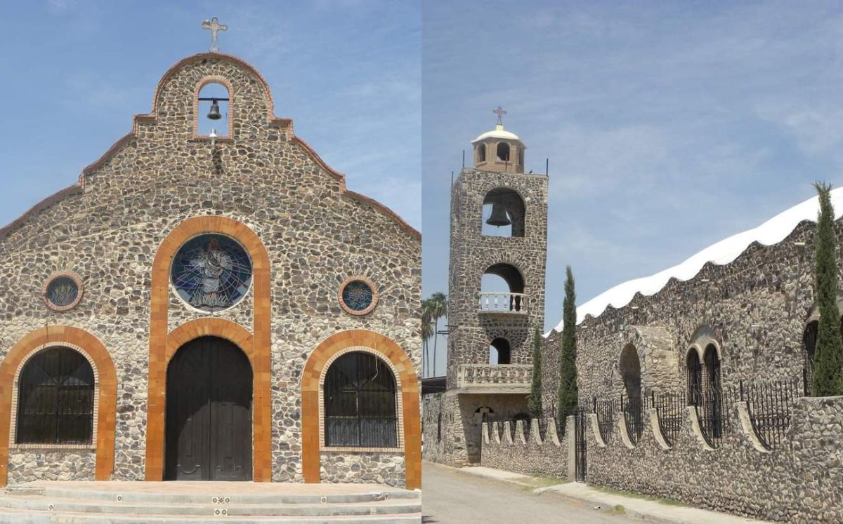 La parroquia del Buen Pastor, construcción histórica hecha de piedra en el ejido Luchana, Coahuila. | Especial