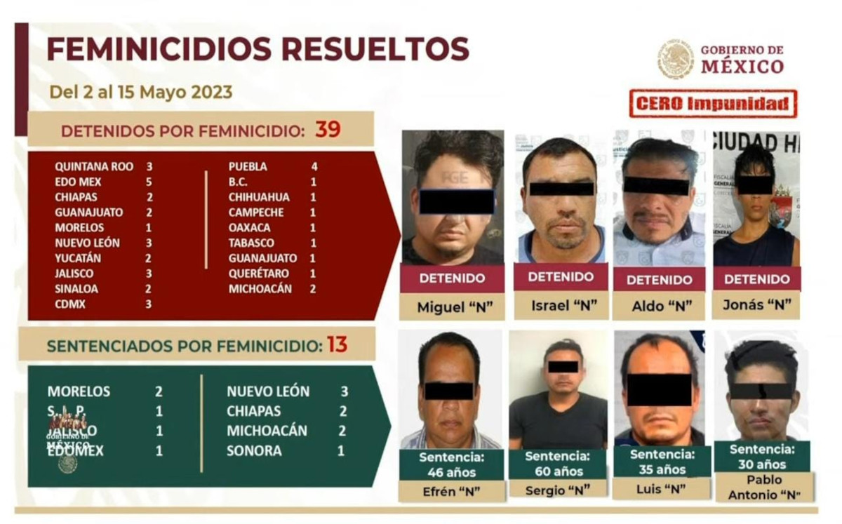 Casos de feminicidio en México, donde Edomex destaca con cinco detenciones por este delito (Especial)