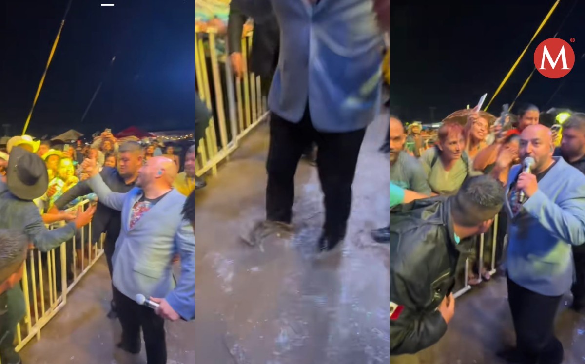 Lupillo Rivera se moja los pies para a saludar fans en El Mante