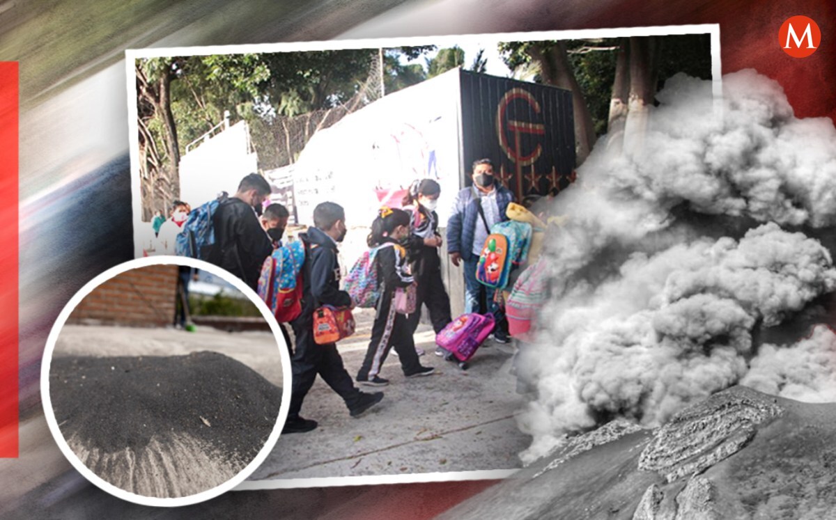 Analizan la suspensión de clases en Puebla por caída de ceniza del Popocatépetl | Andrés Lobato / Melanie Torres / Diseño Milenio