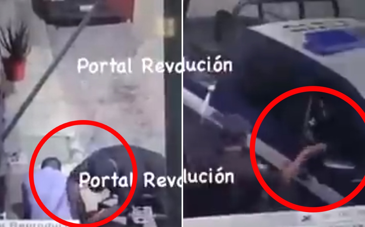 El policía de Chiapas se acercó mientras el hombre estaba dormido en la banqueta. | Especial