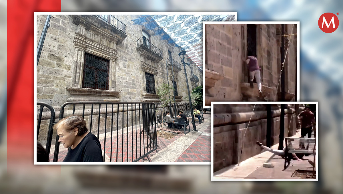 Así luce el sitio donde Johnny Montesana grabó su rutina de parkour que daño el Palacio de Gobierno (Karla Victoria Rodríguez)