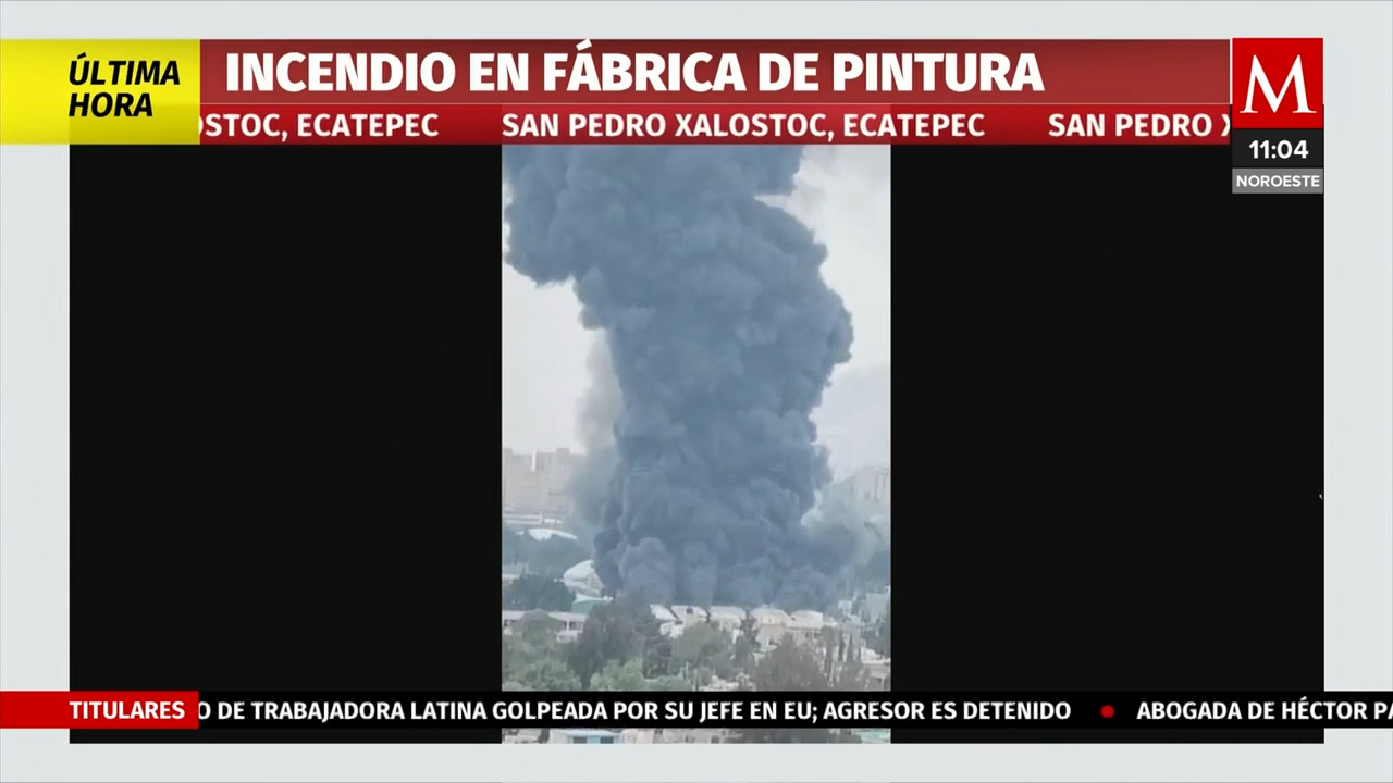 Reportan incendio en fábrica de pintura en Ecatepec