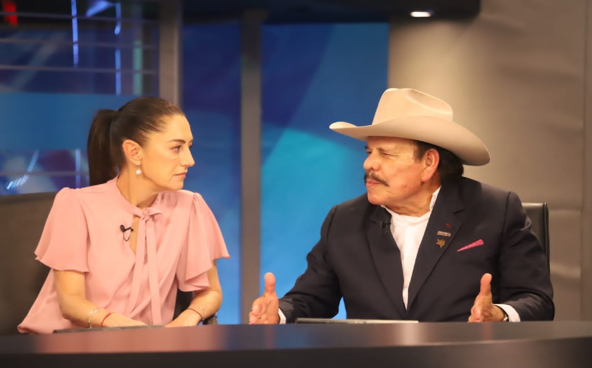 Armando Guadiana y Claudia Sheinbaum en entrevista en Telediario. (Rolando Riestra)