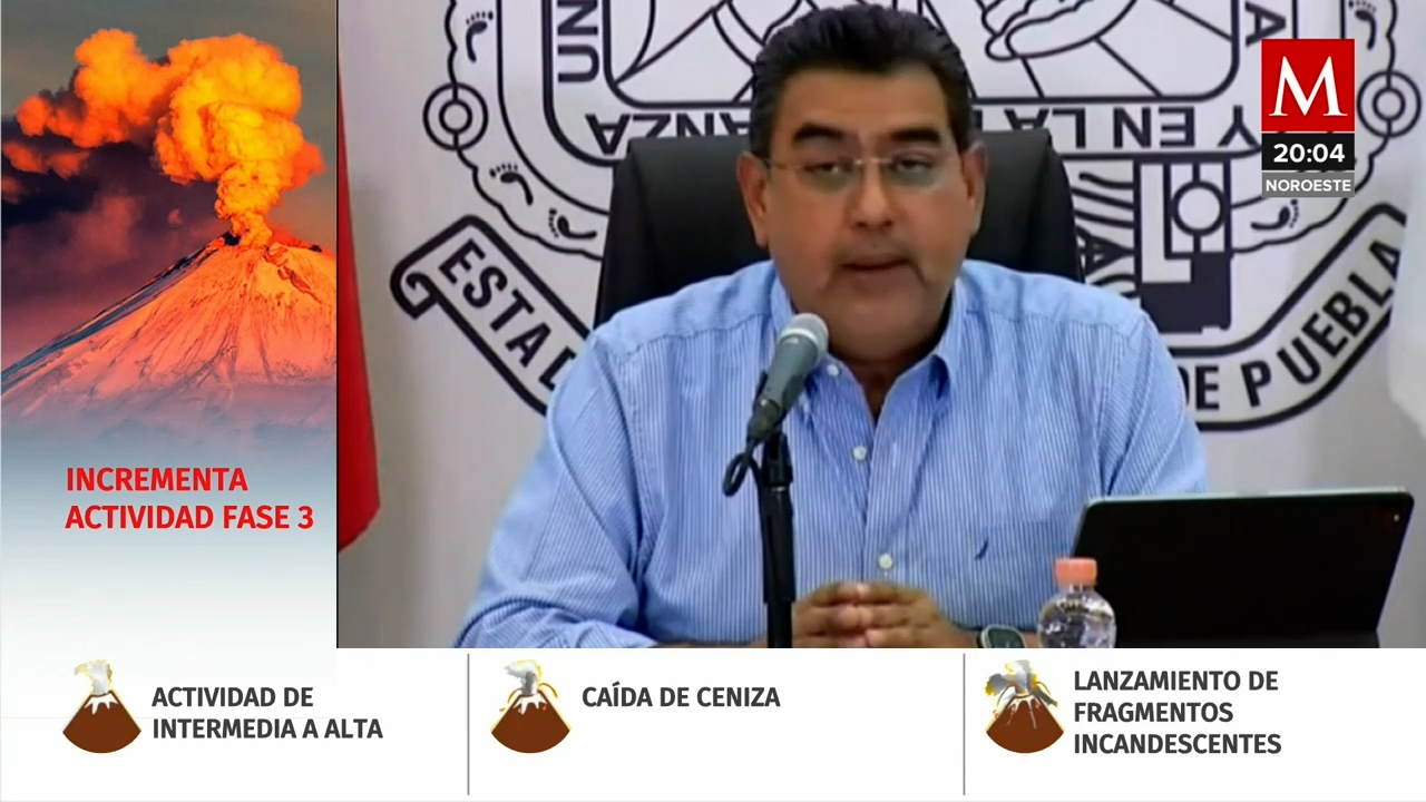 Suspenden actividades en Puebla por caída de ceniza del Popocatépetl