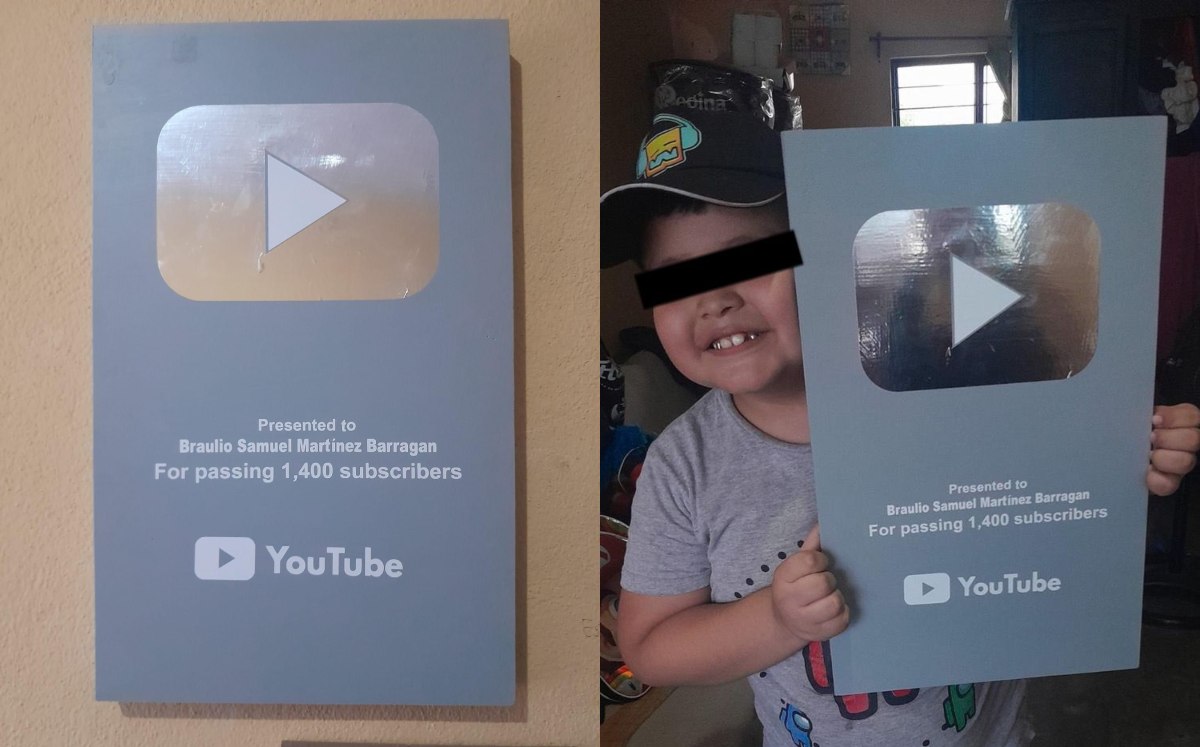Niño se vuelve viral por recibir placa de YouTube hecha por su padre | Facebook