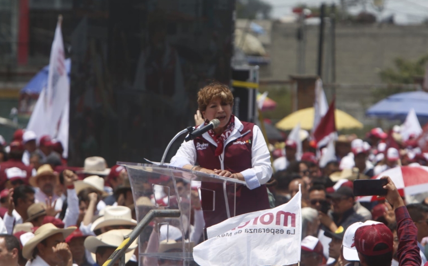 Delfina Gómez en evento de cierre de campaña en Toluca (Ariana Pérez)