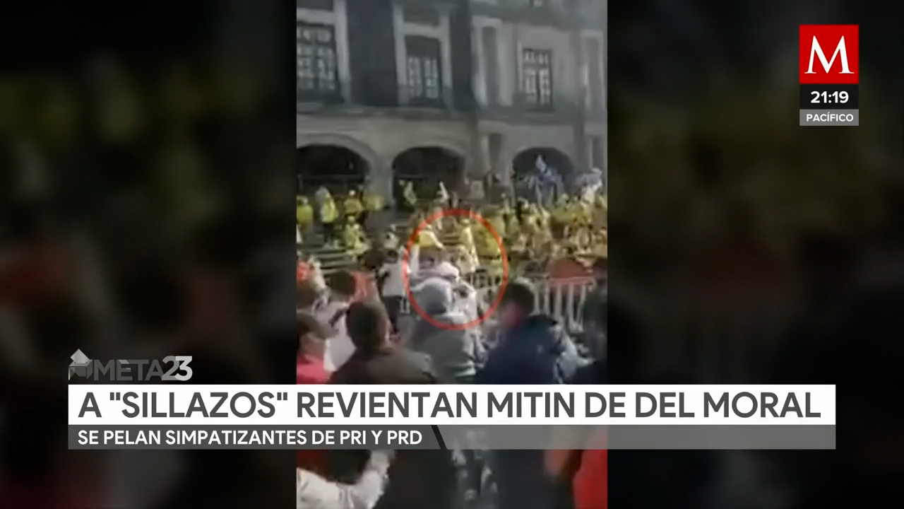 ¡A sillazos! Se registra riña en el cierre de campaña de Alejandra del Moral