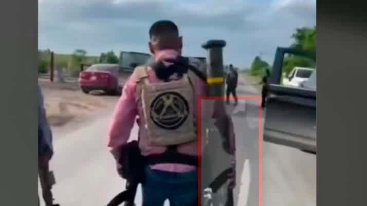 Captan a presunto sicario del CDG con un lanzacohetes en un retén en Tamaulipas