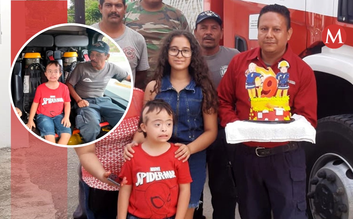 Bomberos de Madero cumplen sueño de Axel, lo llevaron en motobomba a la escuela