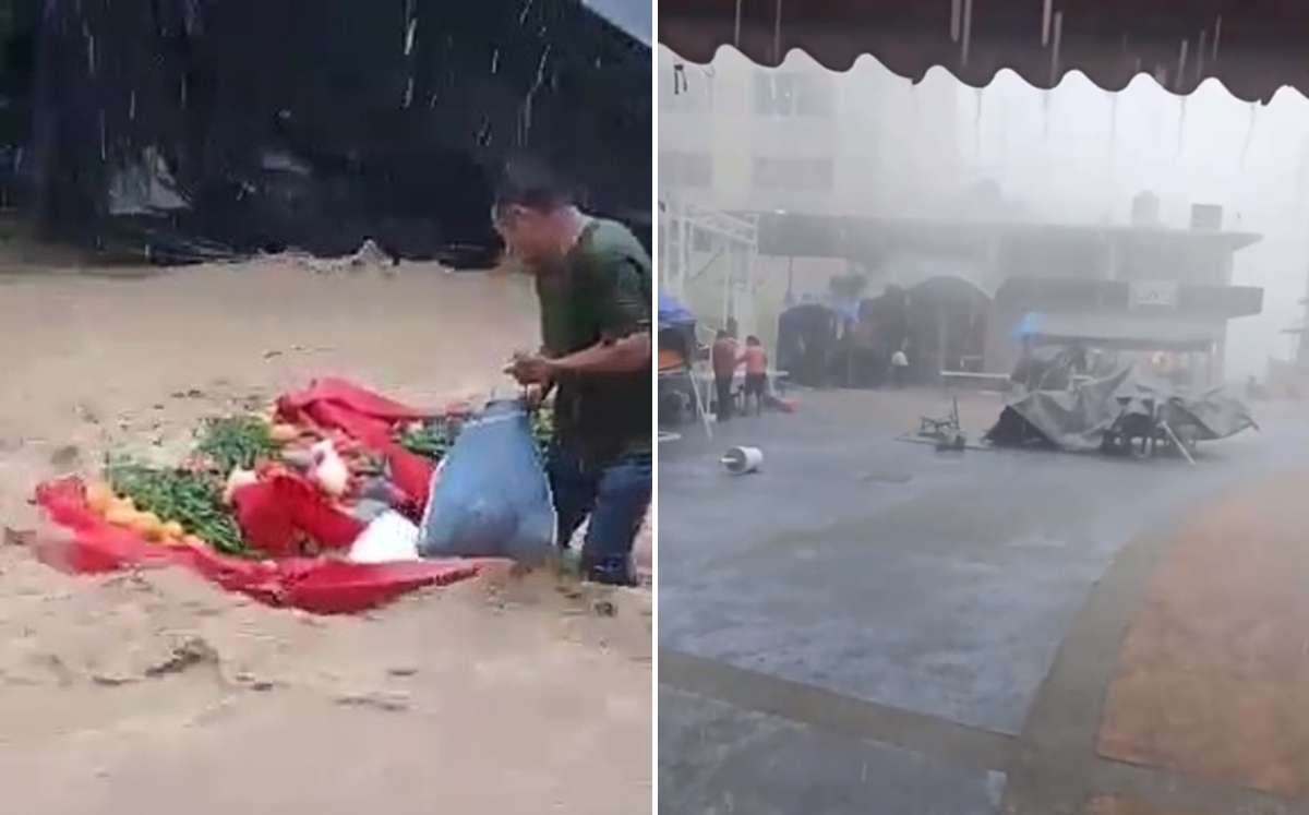 Puestos de un mercado fueron arrastrados por el agua de lluvia. | Especial