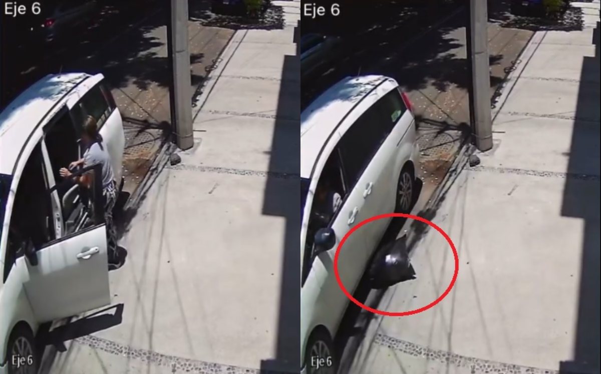 Mujer tira basura en la calle y en redes la apodan "Lady Basura" | Twitter @LuisEsteban9305