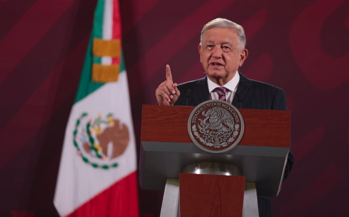 La conferencia mañanera de hoy se llevó a cabo en el Salón de Tesorería. | Jesús Quintanar