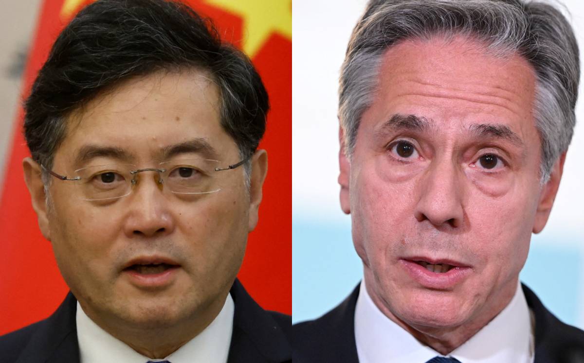 Qin Gang, embajador chino, y Antony Blinken, secretario de Estado de EU. (Reuters).