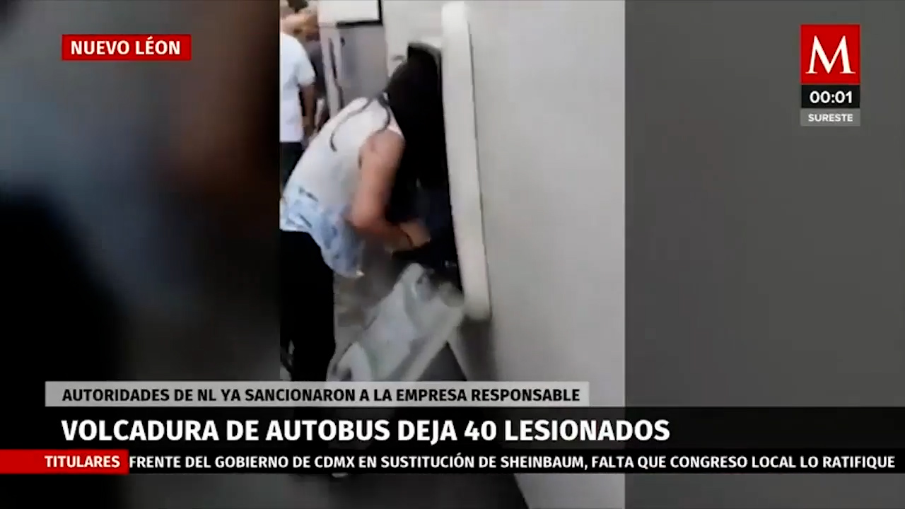 Revelan video previo a volcadura de camión de ruta 306 que dejó más de 50 lesionados en NL