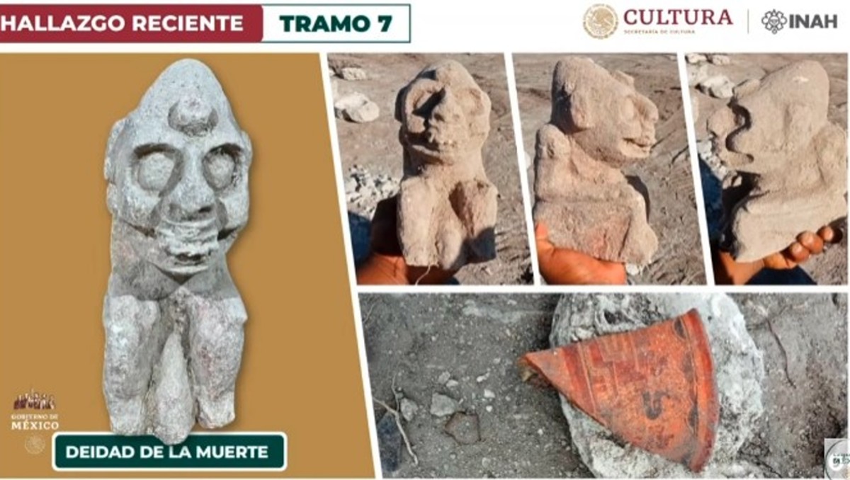 INAH halla en tramo 7 del Tren Maya escultura de piedra de una deidad de la muerte: "impresionante". | Captura