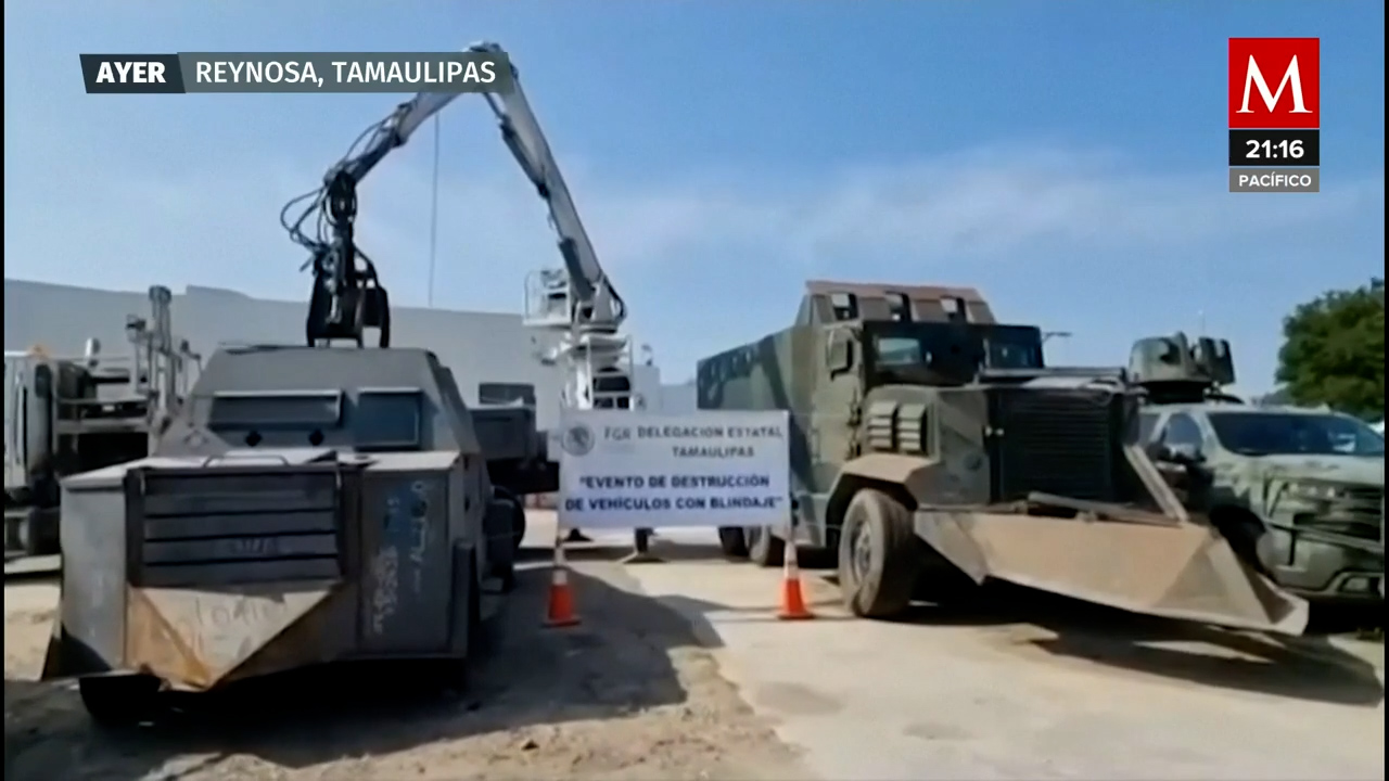 En Reynosa las autoridades destruyen autos con blindaje artesanal